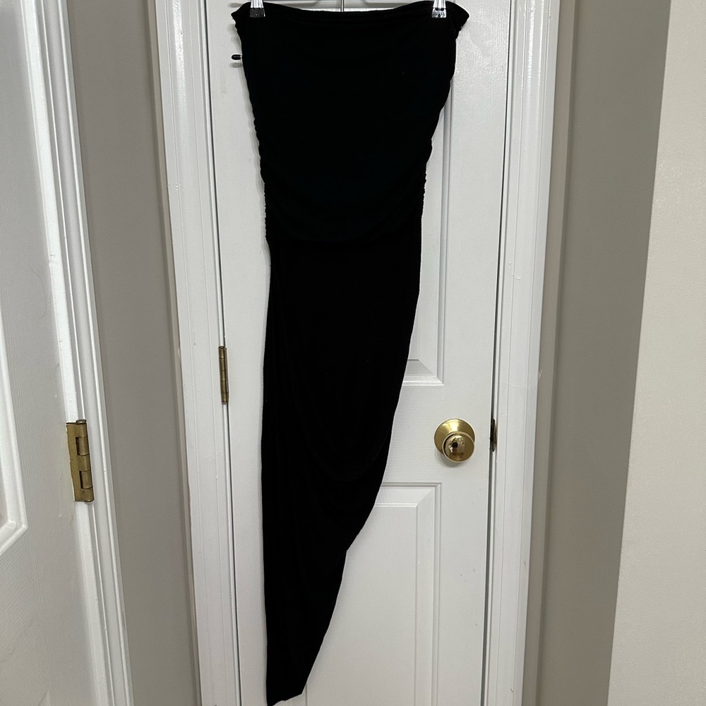 Deb Women’s Bodycon Asymmetrical Tube Midi Dress Small Black Stretch Y2K Beach